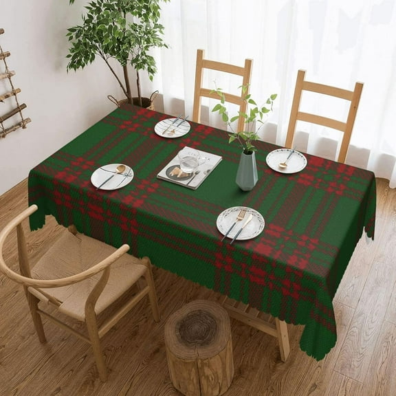 Rectangle Table Cloth, Scottish Clan Menzies Red Green Tartan Resistant Washable Tablecloth Decorative Table Cover for Dining, Indoor and Outdoor