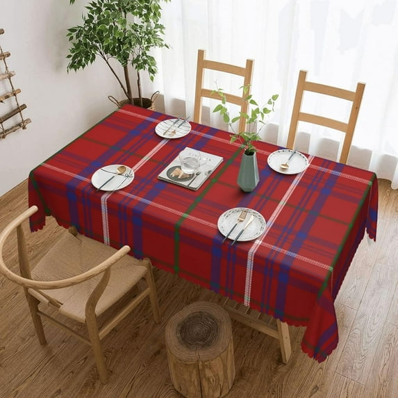 Rectangle Table Cloth, Scottish Clan Rose Tartan Plaid Resistant Washable Tablecloth Decorative Table Cover for Dining, Indoor and Outdoor
