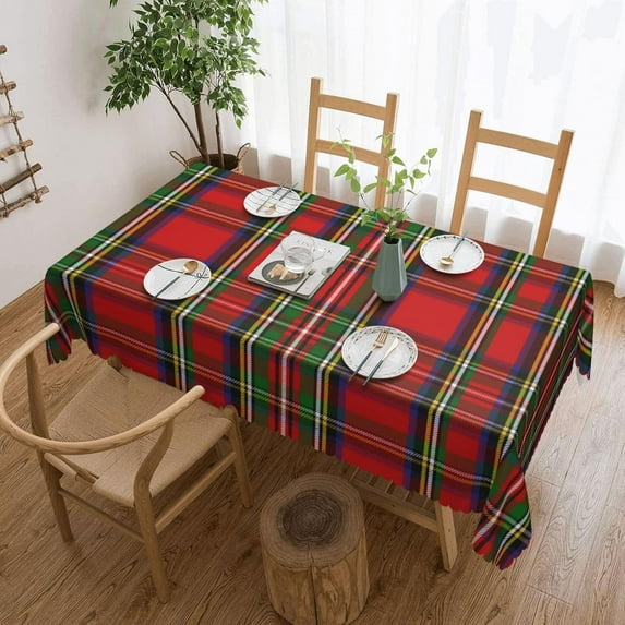 Rectangle Table Cloth, Scottish Clan Stewart Tartan Plaid Resistant Washable Tablecloth Decorative Table Cover for Dining, Indoor and Outdoor