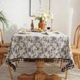 Rectangle Table Cloth Tassel Wrinkle Free Anti-Fading Tablecloths