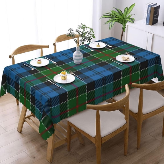 Rectangle Table Cloth, Taste of Scotland Clan Colquhoun Tartan Plaid Resistant Washable Tablecloth Decorative Table Cover for Dining, Indoor and Outdoor