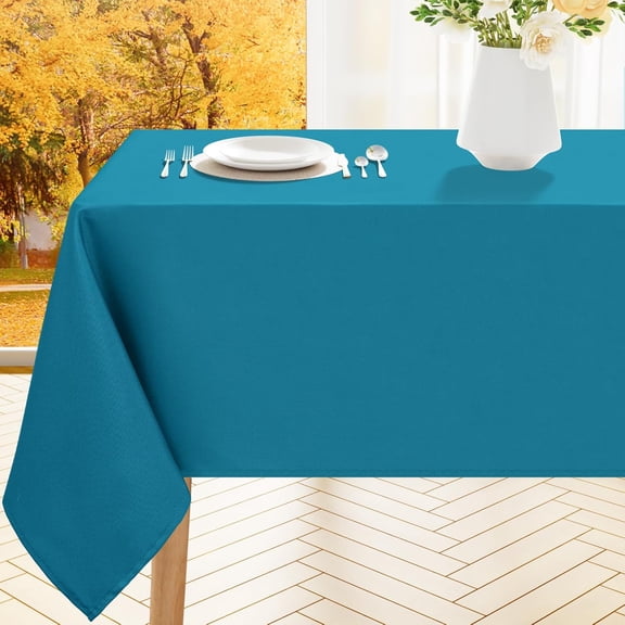 Rectangle Table Cloth, Waterproof Anti-Scratch Polyester Tablecloth, Decorative Washable Fabric Table Cover for Dining, Buffet, Parties and Outdoor, 60x102, Teal