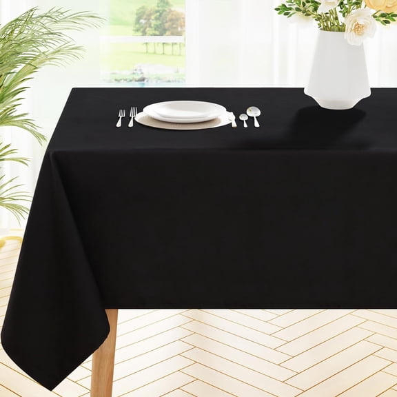 Rectangle Table Cloth, Waterproof Anti-Scratch Polyester Tablecloth, Decorative Washable Fabric Table Cover for Dining, Buffet, Parties and Outdoor, 60x120, Black
