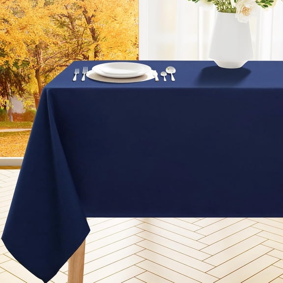 Rectangle Table Cloth, Waterproof Anti-Scratch Polyester Tablecloth, Decorative Washable Fabric Table Cover for Dining, Buffet, Parties and Outdoor, 60x120, Navy
