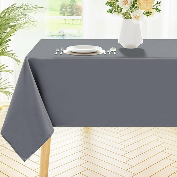 Rectangle Table Cloth, Waterproof Anti-Scratch Polyester Tablecloth, Decorative Washable Fabric Table Cover for Dining, Buffet, Parties and Outdoor, 60x84, Grey