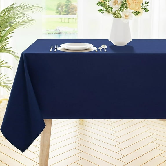 Rectangle Table Cloth, Waterproof Anti-Scratch Polyester Tablecloth, Decorative Washable Fabric Table Cover for Dining, Buffet, Parties and Outdoor, 60x84, Navy