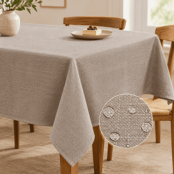 Rectangle Table Cloth Waterproof Beige 156"x90"