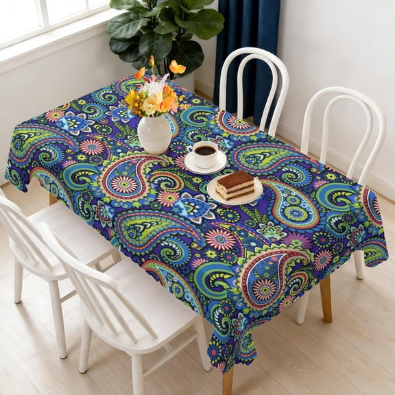 Rectangle Table Cloth, Waterproof Heavy Duty Vinyl Tablecloths, Wipeable Washable Table Cover Floral Rustic Seasonal Table Cover for Party Picnic Dinner Decor (Boho, 60" X 84")