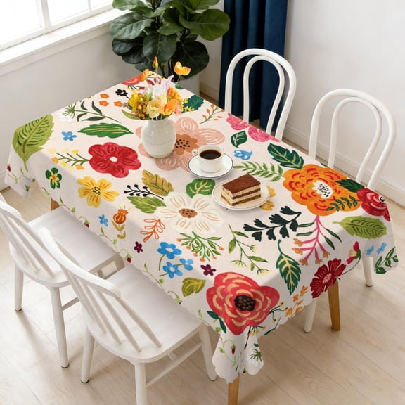 Rectangle Table Cloth, Waterproof Heavy Duty Vinyl Tablecloths, Wipeable Washable Table Cover Floral Rustic Seasonal Table Cover for Party Picnic Dinner Decor (Boho, 60" X 84")