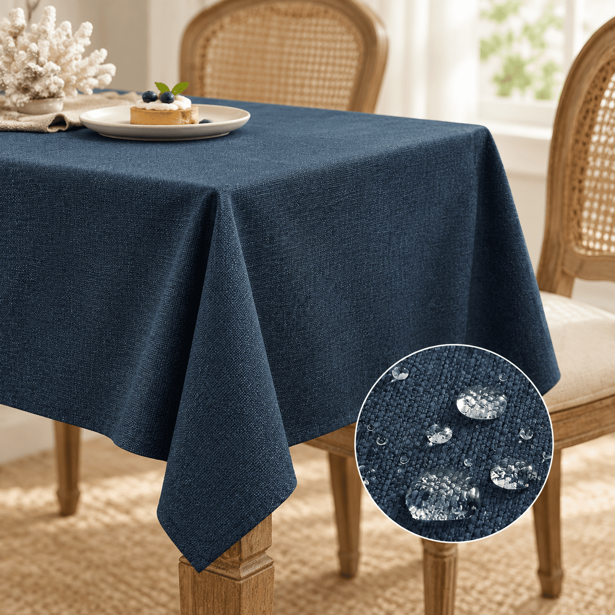 Rectangle Table Cloth Waterproof Navy Blue 70