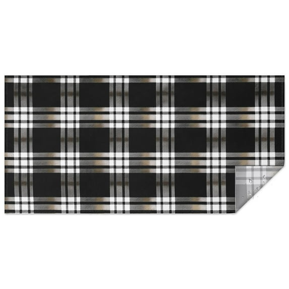 Rectangle Table Clothes Buffalo Plaid Black and White Checkered Tableclothes 60x120inch Tablecloth Washable Foldable and Durable Table Cover Polyester Tablecloth for Kitchen Dingroom Living Room