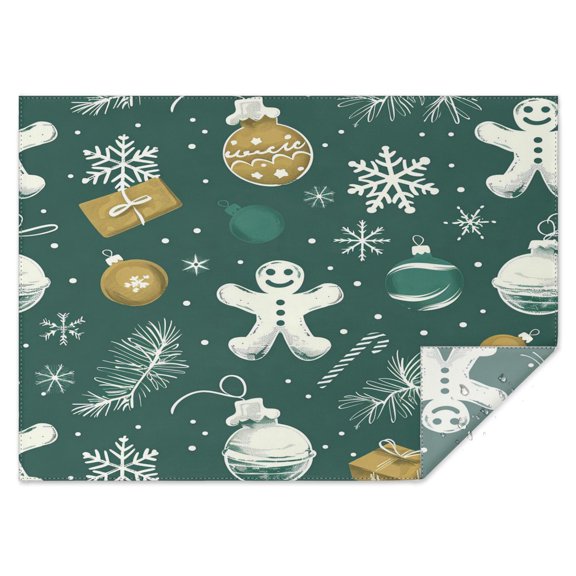 Rectangle Table Clothes Christmas Snowflake Gingerbread Man Tablecloth,Decorative Foldable Table Covers for Picnic Catering Halloween Fall Thanksgiving Christmas