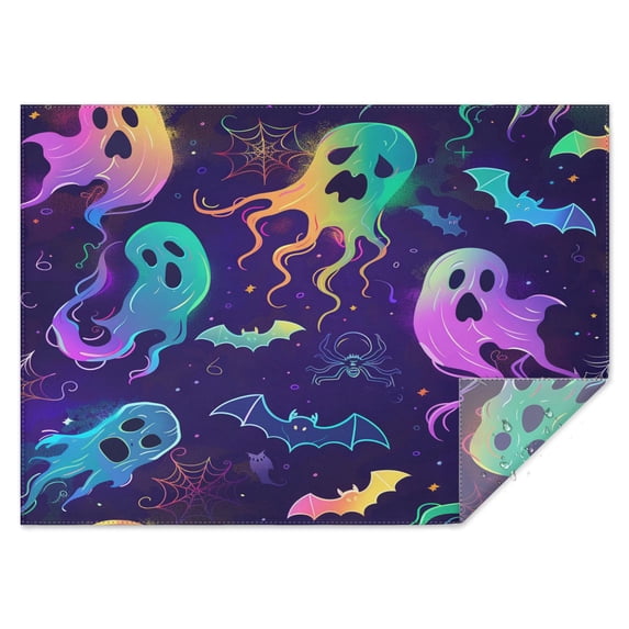 Rectangle Table Clothes Happy Halloween Ghost Bat Table Cloth,Pattern Washable Table Covers for Picnic Gathering Halloween Fall Thanksgiving Christmas