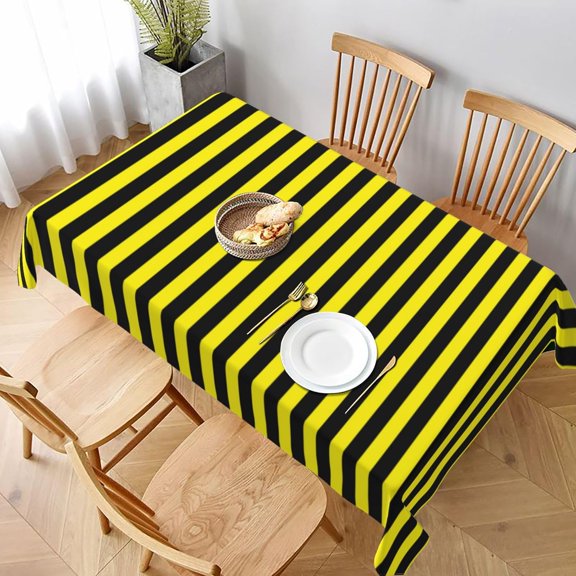 Rectangle Table Cloths, Classic Minimal Modern Black and Yellow Striped Oblong Tablecloth Washable Table Cover for Kitchen Dinning Party Tabletop Modern Decoration 60 x 102inch