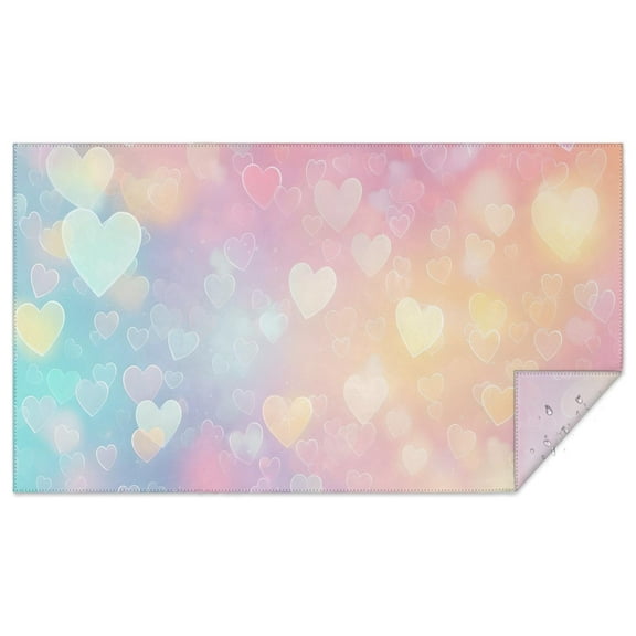 Rectangle Table Cloths Happy Birthday Colorful Rainbow Love Heart Party Table Clothes 60x102inch Table Clothes Polyester Washable Durable Table Cloth for Dining Table Buffet Parties and Camping