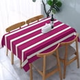 thumbnail image 1 of Rectangle Table Cloths, Modern Magenta White Bold Stripes Oblong Tablecloth Washable Table Cover for Kitchen Dinning Party Tabletop Modern Decoration 60 x 84inch, 1 of 8