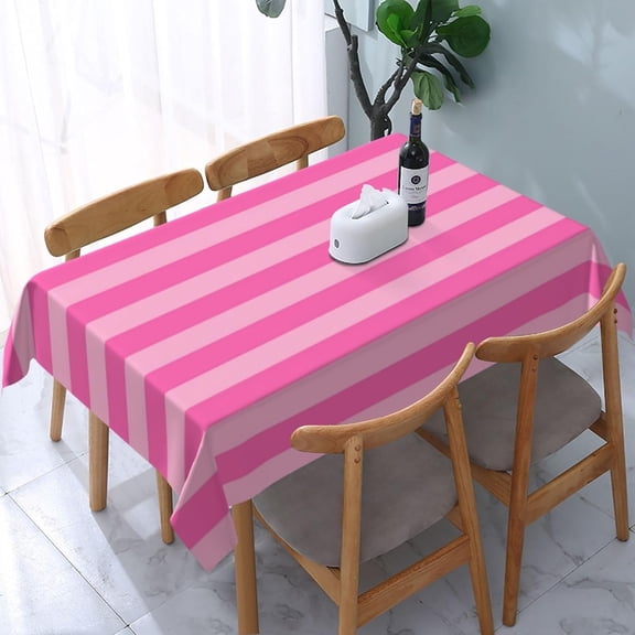 Rectangle Table Cloths, Stripe Pink Oblong Tablecloth Washable Table Cover for Kitchen Dinning Party Tabletop Modern Decoration 60 x 84inch