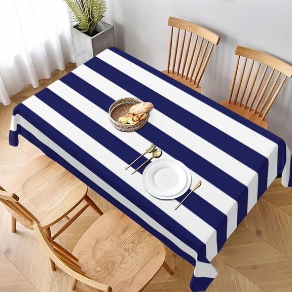 Rectangle Table Cloths, Stripe White Blue Oblong Tablecloth Washable Table Cover for Kitchen Dinning Party Tabletop Modern Decoration 60 x 102inch