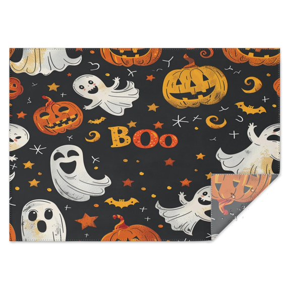 Rectangle Table Cover Happy Halloween Boo Pumpkin Ghost Bat Tablecloth,Decor Foldable Table Cloths for Picnic Graduation Halloween Fall Thanksgiving Christmas