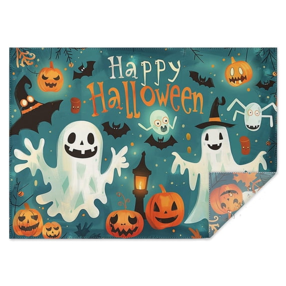 Rectangle Table Cover Happy Halloween Spooky Bat Pumpkin Ghost Table Cloth,Decor Foldable Table Covers for Picnic Catering Halloween Fall Thanksgiving Christmas