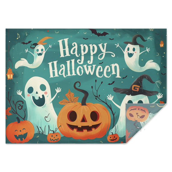 Rectangle Table Cover Happy Halloween Spooky Ghost Pumpkin Bat Table Cloth,Pattern Oil-Proof Table Covers for Picnic Graduation Halloween Fall Thanksgiving Christmas