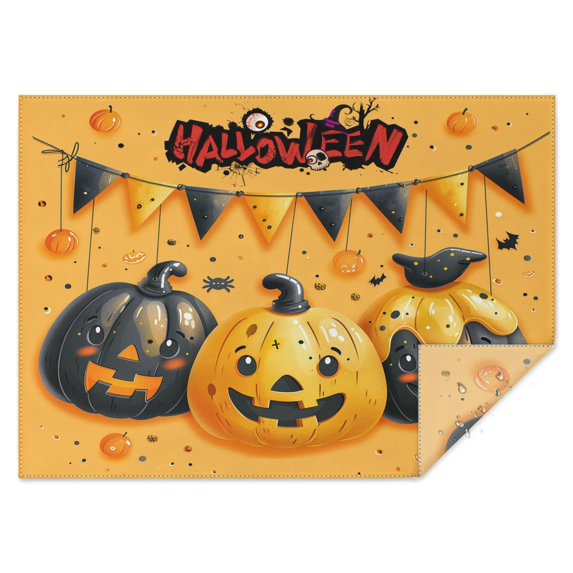 Rectangle Table Cover Happy Halloween Spooky Pumpkin Table Cloth,Pattern Washable Table Cloths for Picnic Party Halloween Fall Thanksgiving Christmas