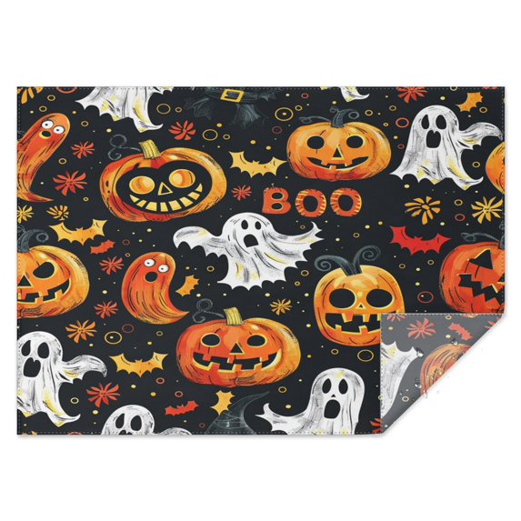 Rectangle Table Cover Happy Halloween Spooky Trick or Treat Pumpkin Ghost Table Cloth,Modern Oil-Proof Table Covers for Picnic Graduation Halloween Fall Thanksgiving Christmas
