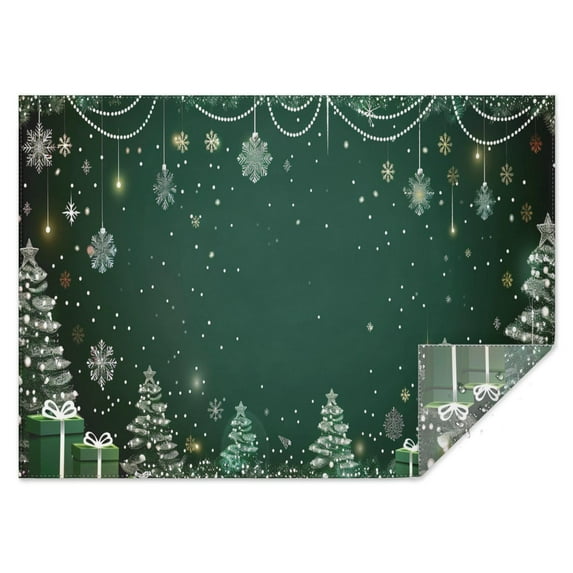 Rectangle Table Cover Merry Christmas Pine Tree Snowflake Table Cloth,Pattern Foldable Table Cloths for Picnic Catering Halloween Fall Thanksgiving Christmas