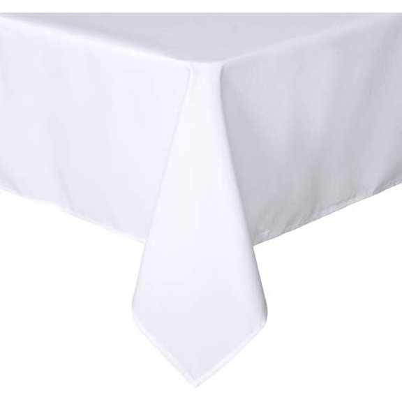 Rectangle Tablecloth - 54 x 108 Inch - Stain and Wrinkle Resistant Washable Polyester Table Cloth, Decorative Fabric Table Cover for Dining Tables, Buffet Parties and Camping, White