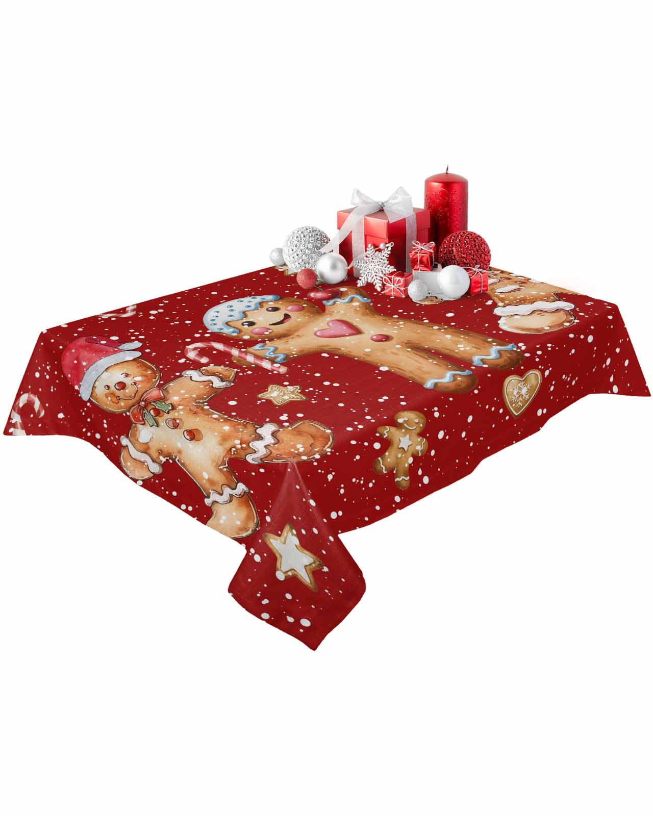 Rectangle Tablecloth 54 x 108 Inches Christmas Gingerbread Man Red ...
