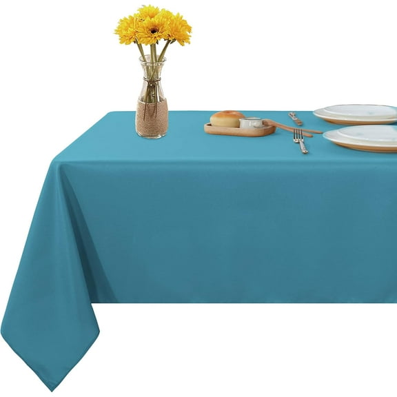 Rectangle Tablecloth 54x78 inch Tablecloth Stain and Wrinkle Resistant Washable Polyester Table Cloth, Decorative Fabric Table Cover for Dining Table, Buffet Parties and Camping Teal