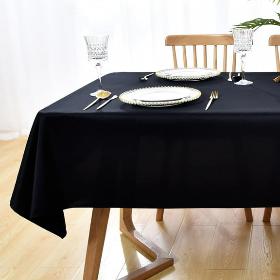 Rectangle Tablecloth 60 x 102 Inch Washable Fabric Table Cloth Solid Black Table Cover for Dining Wedding Party Banquet Tabletop Decoration