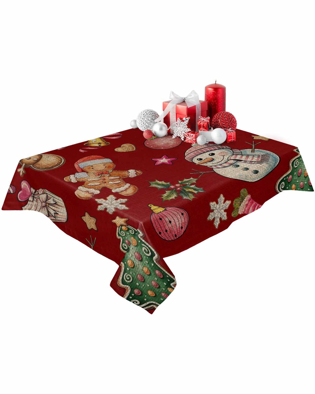 Rectangle Tablecloth 60 x 102 Inches Retro Christmas Snowman ...