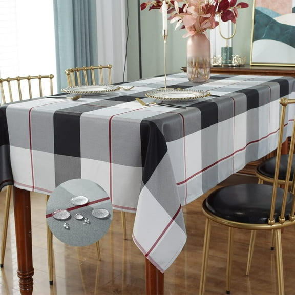 Rectangle Tablecloth 60 x 120 Inch Checkered Table Cloths Spillproof Anti-Shrink Soft and Wrinkle Resistant Decorative Fabric Table Cover for Kitchen Dinning Tabletop Outdoor(Rectangle/Oblong,Grey)