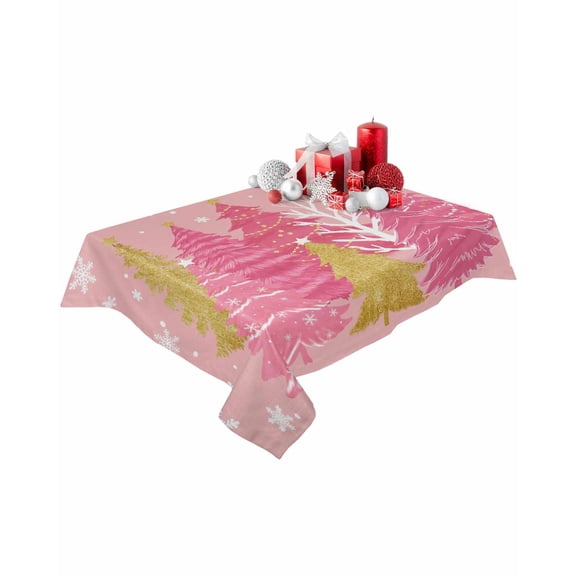 Rectangle Tablecloth 60 x 84 Inches Winter Pink Waterproof & Stain Resistance Table Cloth Decorative Fabric Table Cover for Dinning/Party/Buffet/Banquet
