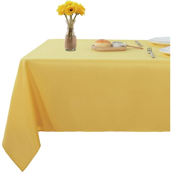 Rectangle Tablecloth 60x102 inch Tablecloth Stain and Wrinkle Resistant Washable Polyester Table Cloth, Decorative Fabric Table Cover for Dining Table, Buffet Parties and Camping Yellow