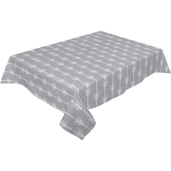 Rectangle Tablecloth 60x102inch, Gray Arrows, Vinyl Table Covers Waterproof Oilcloth Table Cloth Linens, Decorative Farmhouse Tablecloths for Outdoor Dining Wedding Party Camping, Vintage Accent