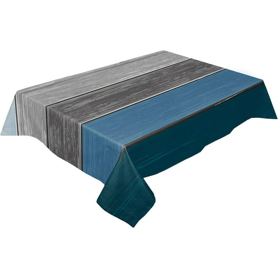 Rectangle Tablecloth 60x102inch Ructic Wood Blue Gray Stain and Wrinkle Resistant Washable Polyester Table Cloth Oil Proof Dining Table Cover Decorative for Parties/Wedding/Outdoor Farm Country Grain