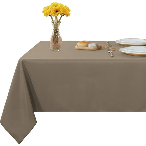 Rectangle Tablecloth 60x120 inch Tablecloth Stain and Wrinkle Resistant Washable Polyester Table Cloth, Decorative Fabric Table Cover for Dining Table, Buffet Parties and Camping Taupe