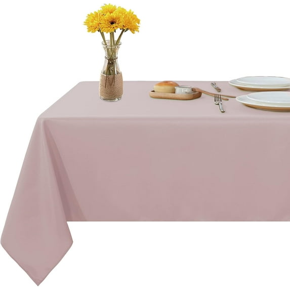 Rectangle Tablecloth 60x120 inch Tablecloth Stain and Wrinkle Resistant Washable Polyester Table Cloth, Decorative Fabric Table Cover for Dining Table, Buffet Parties and Camping Blush