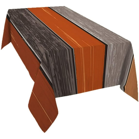 Rectangle Tablecloth 60x120inch Farmhouse Orange Grey Wood Wrinkle Resistant Washable Polyester Table Cloth Oil Proof Dining Table Cover Decorative for Parties/Wedding/Outdoor Country Wooden Grain