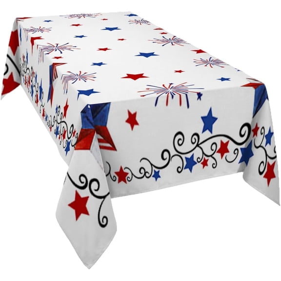 Rectangle Tablecloth 60x120inch, Patriotic Freedom Stars Table Covers Waterproof Oilcloth Table Cloth Linens, Tablecloths for Outdoor Dining Wedding Party Camping, 4th of July Memorial Day