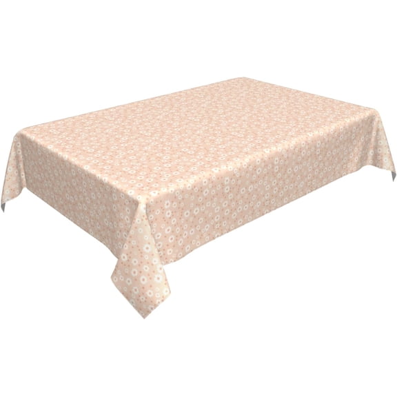 Rectangle Tablecloth 60x84 Inch, Cute Small Beige Flower Rectangle Table Cover Water Resistant Table Cover Fabric Table Cover for Party, Wedding, Cocktail, Banquet, Festival