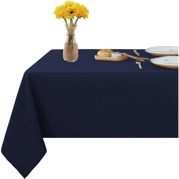 Rectangle Tablecloth 60x84 inch Rectangle Tablecloth Stain and Wrinkle Resistant Washable Polyester Table Cloth, Decorative Fabric Table Cover for Dining Table, Buffet Parties and Camping Navy