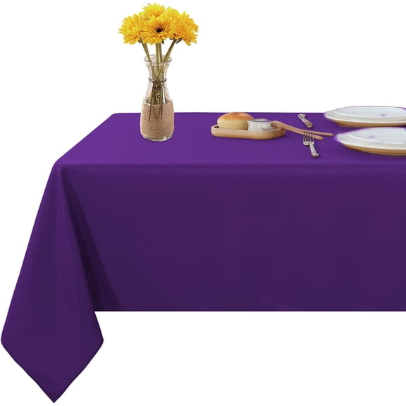 Rectangle Tablecloth 60x84 inch Tablecloth Stain and Wrinkle Resistant Washable Polyester Table Cloth, Decorative Fabric Table Cover for Dining Table, Buffet Parties and Camping Purple