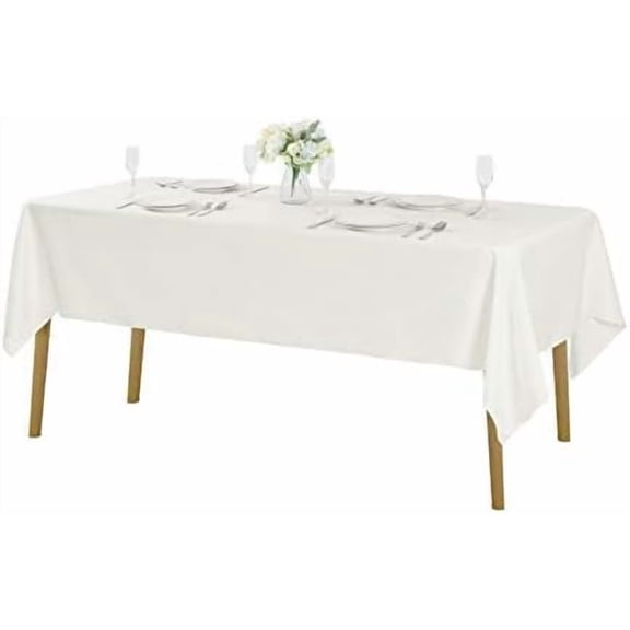 Rectangle Tablecloth 60x84 inch Washable Polyester Fabric Table Cloth for Wedding Party Dining Banquet Decoration(60x84, Ivory)
