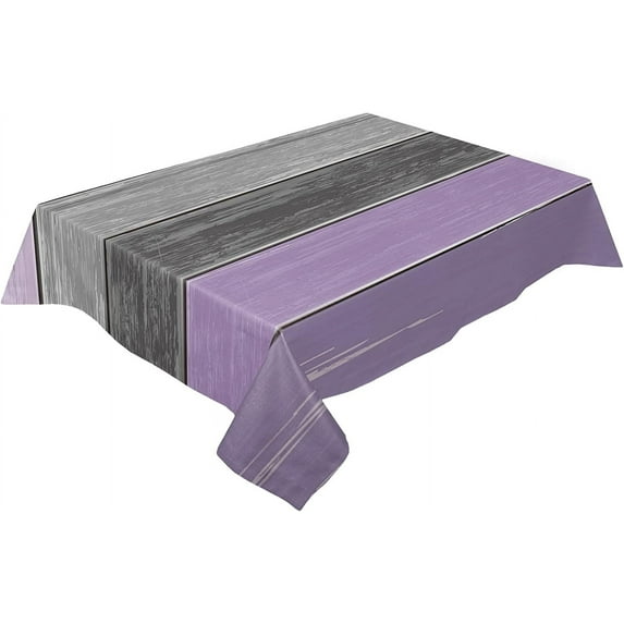 Rectangle Tablecloth 60x84inch Rustic Country Barn Wood Wrinkle Resistant Washable Polyester Table Cloth Oil Proof Dining Table Cover Decorative for Parties/Wedding/Outdoor Purple Grey Ombre
