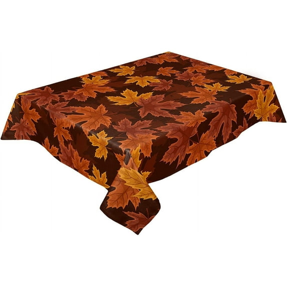 Rectangle Tablecloth 60x84inch, Thanksgiving Maple Leaves, Vinyl Table Covers Waterproof Oilcloth Table Cloth Linens, Farmhouse Tablecloths for Outdoor Dining Wedding Party Camping, Fall Leaf