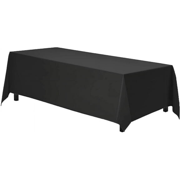 Rectangle Tablecloth - 70 x 120 Inch Black Table Cloth for 6 or 8 Foot Rectangle Tables - Heavy Duty Washable Fabric - for Holiday Party, Dinner, Weddings, Baby Shower & Events