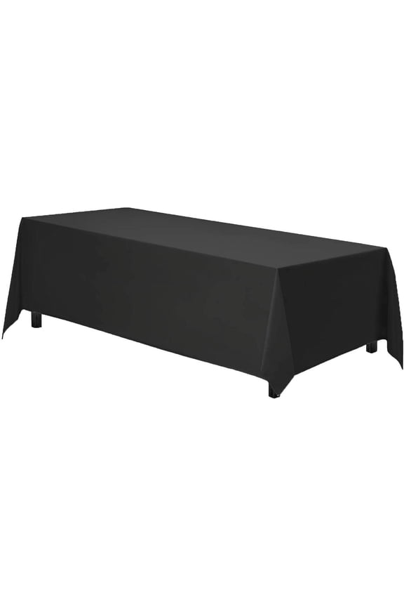 Rectangle Tablecloth - 70 x 120 Inch Black Table Cloth for 6 or 8 Foot Tables Heavy Duty Washable Fabric Holiday Party, Dinner, Weddings, Baby Shower & Events